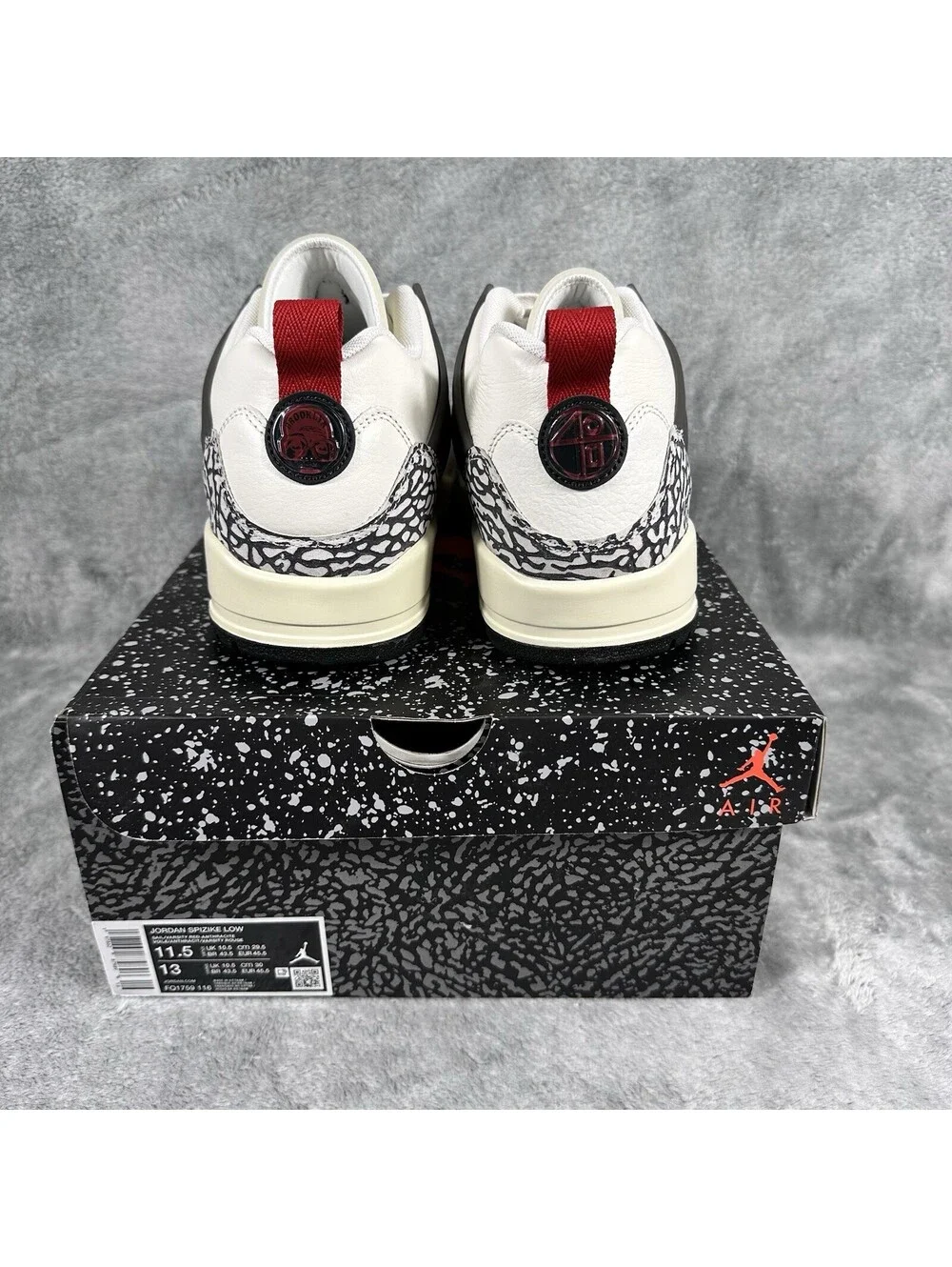 Air Jordan Men’s Size 11.5 Spizike Low Sail Anthrocite Varsity Red FQ1759-116
